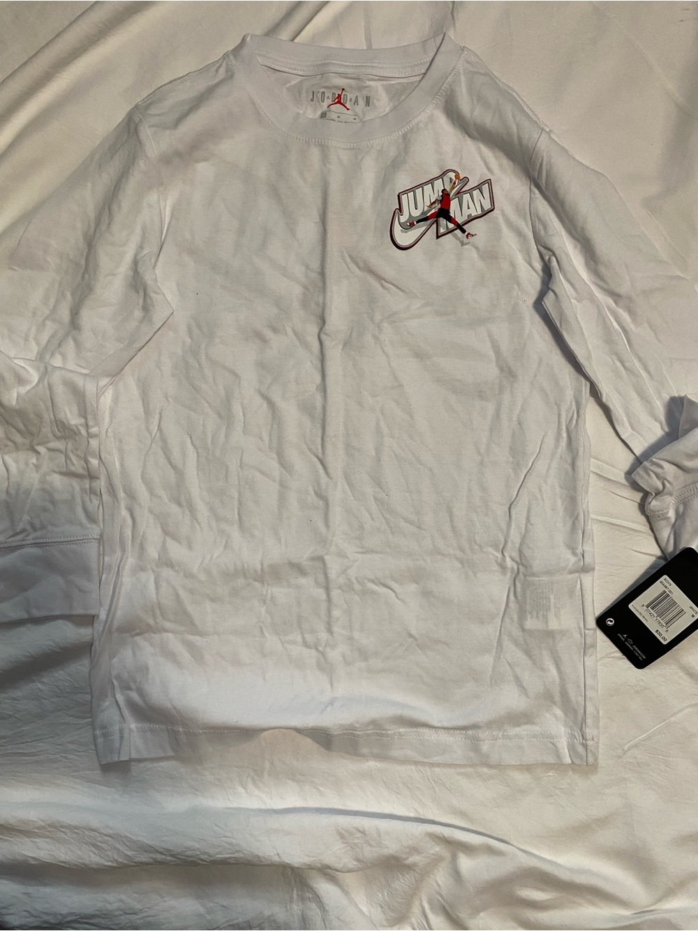 Jordan White Tee with Red Jumpman Logo